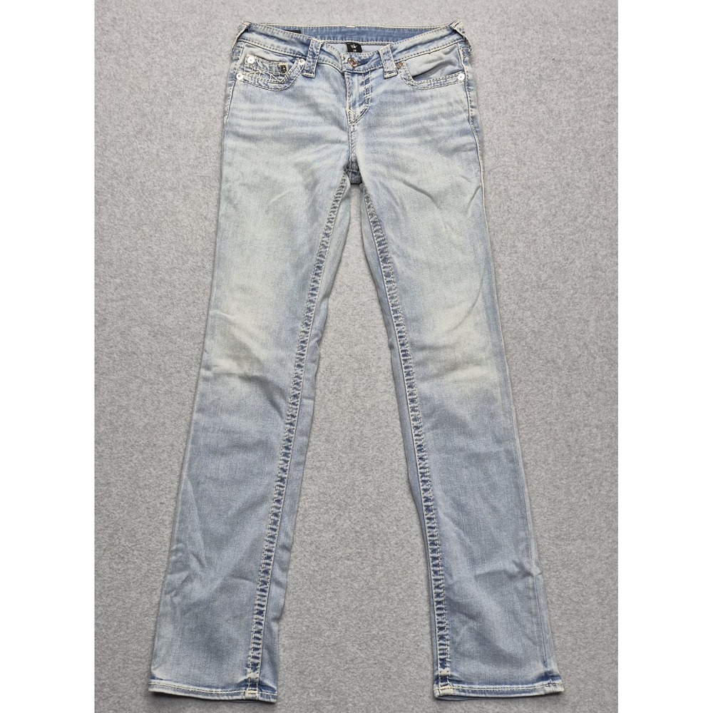Vintage True Religion Billy Big T Jeans Womens 28 Blue Mid Rise Straight Y2K - Picture 2 of 16